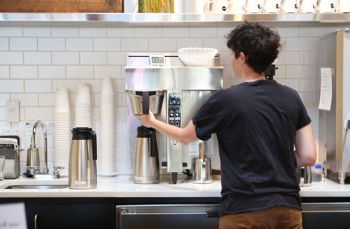 Batch brewing at Heart Roasters. (Photos: Cory Eldridge.)
