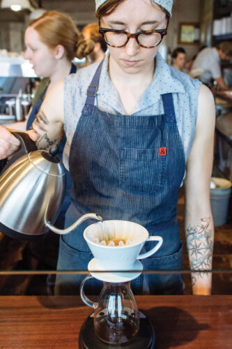 A pour-over at Crema Coffee Roasters.