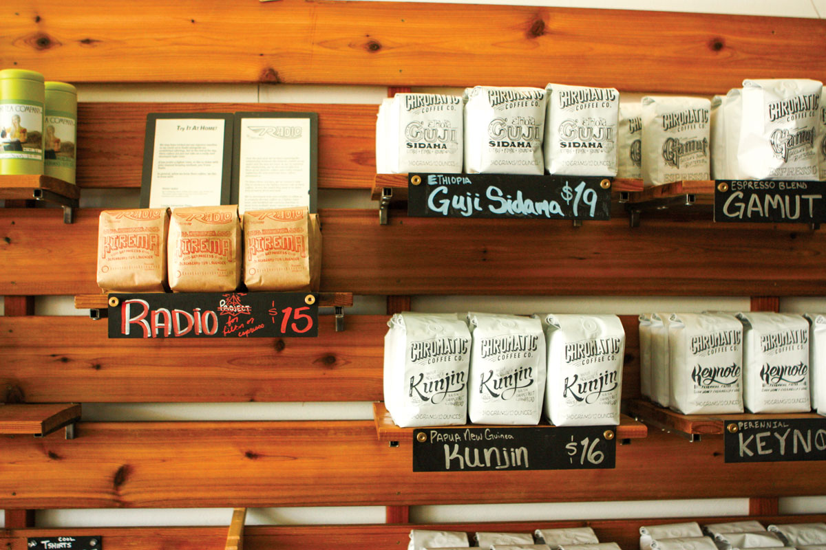 Chromatic's coffees, including the Radio project (left). 