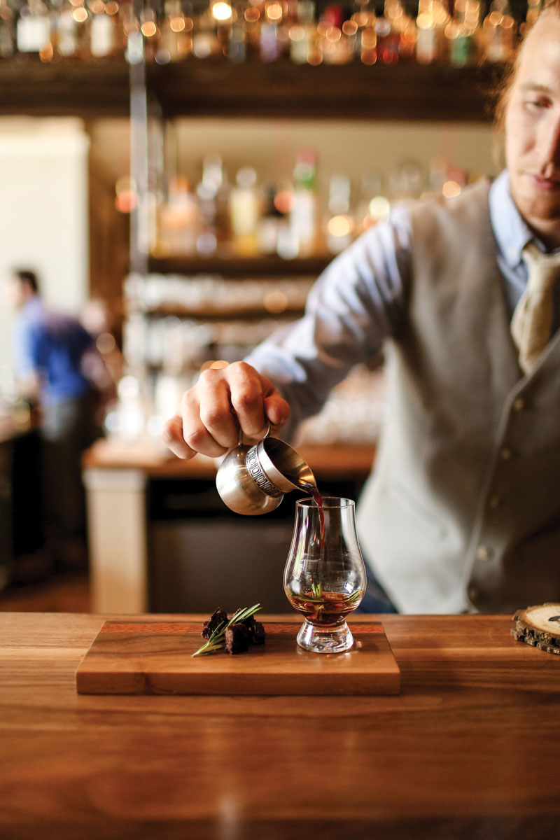 The Forest Fire is prepared at Archive Coffee and Bar. The cocktail includes gin, espresso, Chartreuse, and a Douglas fir tincture. (Photo: courtesy Archive Coffee and Bar.)