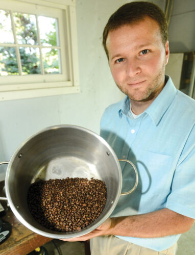 Weston with his roasted beans.