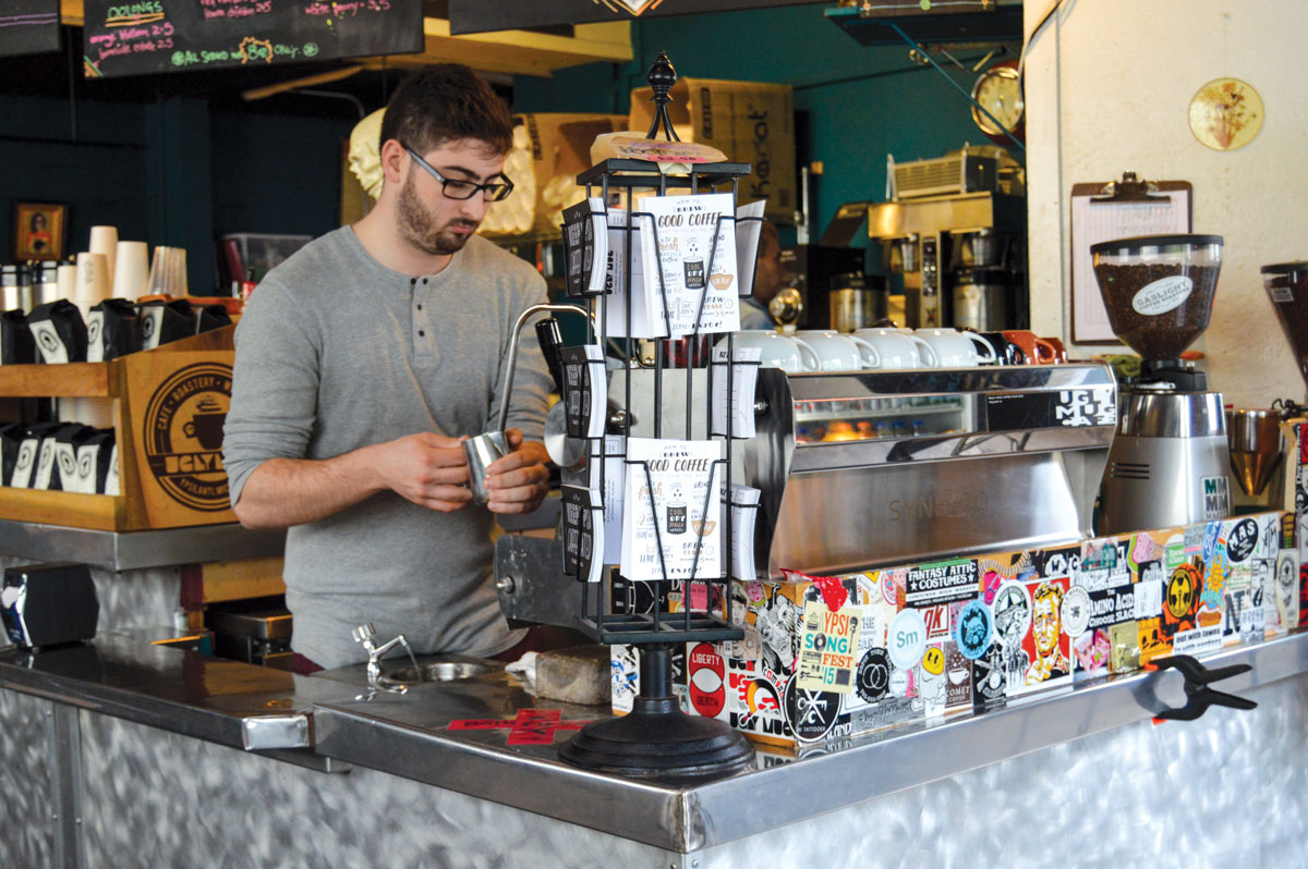 A barista at the Mug.