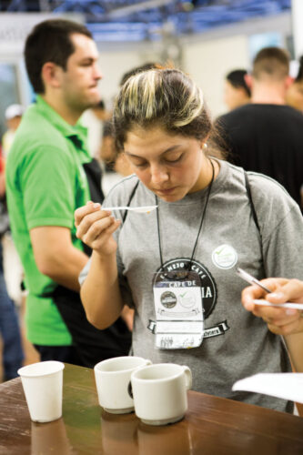 Luisa Salas Higuita cupping at the camp.