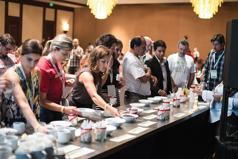 Industry professionals gather to cup coffee. (Photos: Bryan Clifton.)